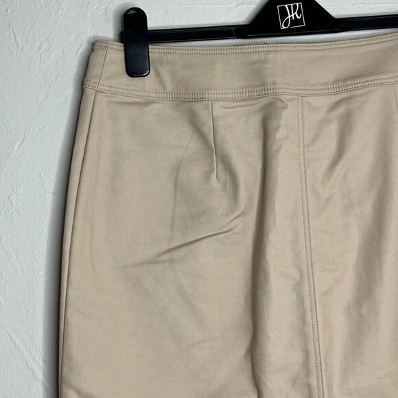 Ann Taylor Zip Front Khaki Mini Skirt Size 8 Front Pockets Cotton Blend - Picture 4 of 9
